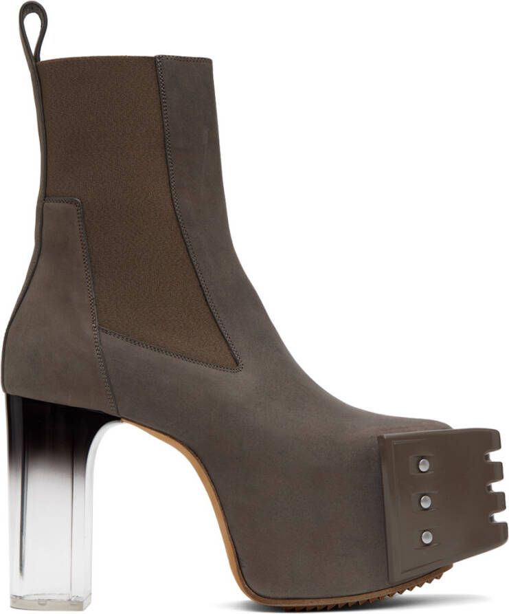 Rick Owens Taupe Grilled Boots - Picture 2