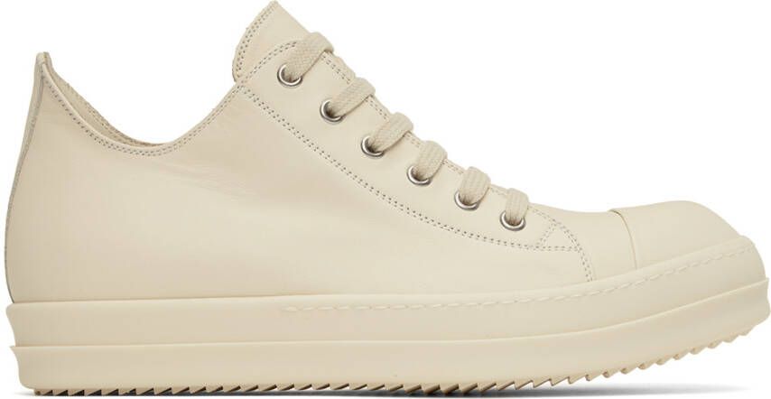 Rick Owens White Leather Low Sneakers - Picture 5