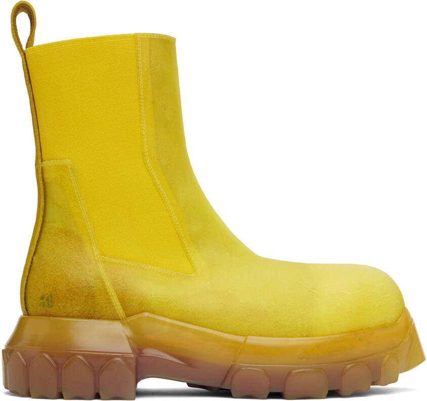 Rick Owens Yellow Edfu Beatle Bozo Tractor Chelsea Boots - Picture 5