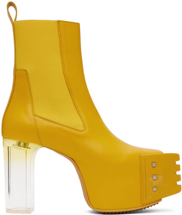 Rick Owens Yellow Grilled Boots - Picture 4