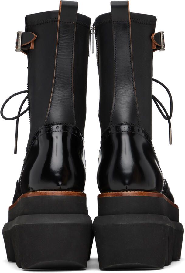 Sacai Black Wingtip Engineer Boots - Picture 5