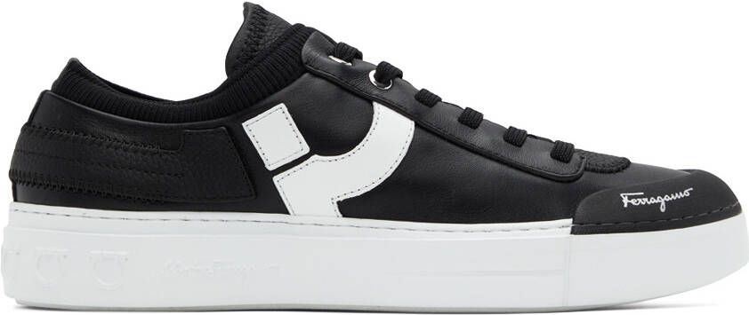 Salvatore Ferragamo Black Gancini Low-Top Sneakers - Picture 2