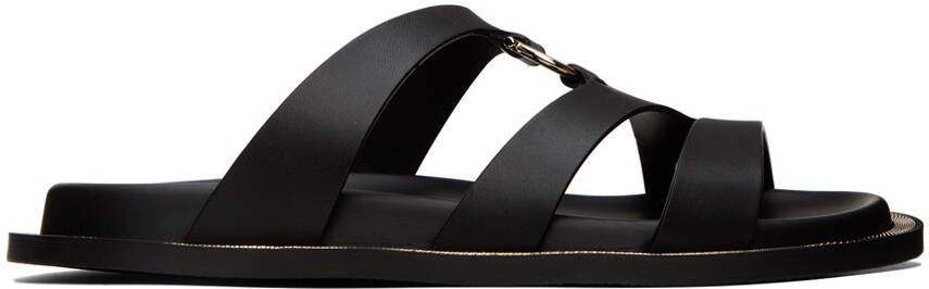 Ferragamo Black Gancini Sandals
