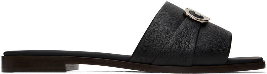 Ferragamo Black Gancini Slides - Picture 5