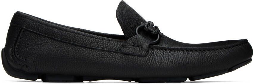 Salvatore Ferragamo Black Pebbled Loafers - Picture 5