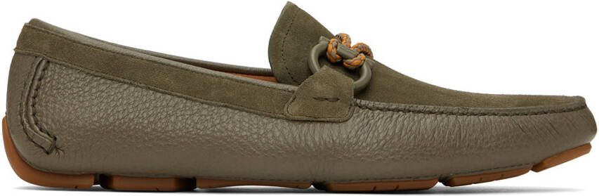 Ferragamo Khaki Driver Loafers - Picture 5