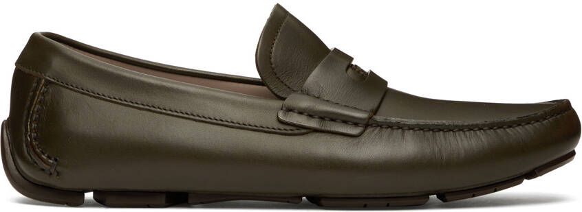 Salvatore Ferragamo Khaki Newton Loafers - Picture 5