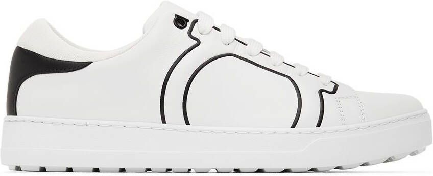 Salvatore Ferragamo White & Black Gancini Sneakers - Picture 4