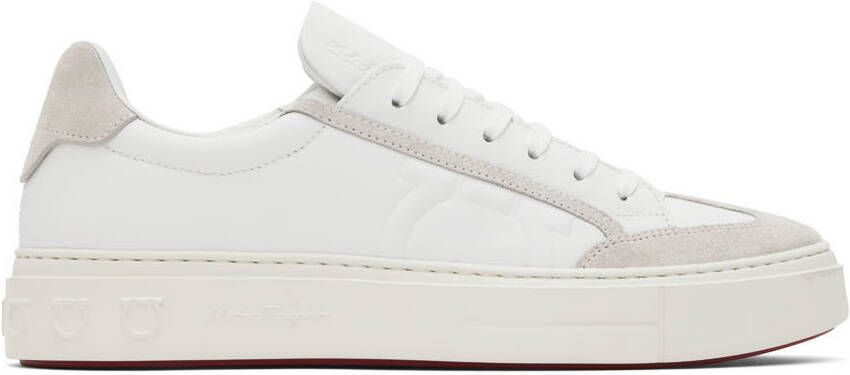 Salvatore Ferragamo White Gancini Low-Top Sneakers - Picture 5