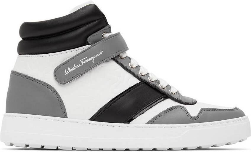 Salvatore Ferragamo White High-Top Noe Sneakers - Picture 5