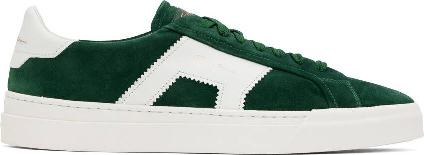 Santoni Green & White Double Buckle Sneakers - Picture 4