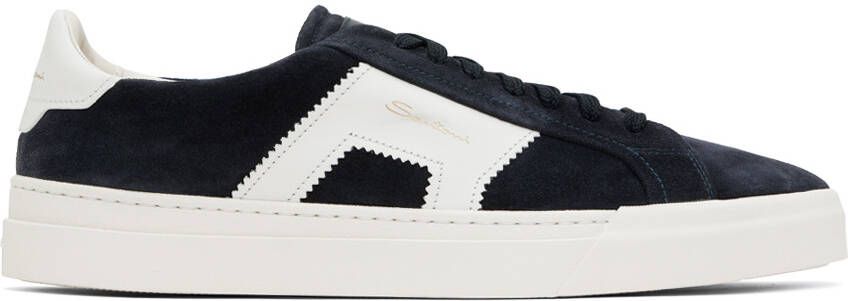 Santoni Navy & White Double Buckle Sneakers - Picture 4