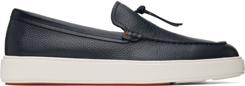 Santoni Navy Knotted Slip-On Sneakers - Picture 5