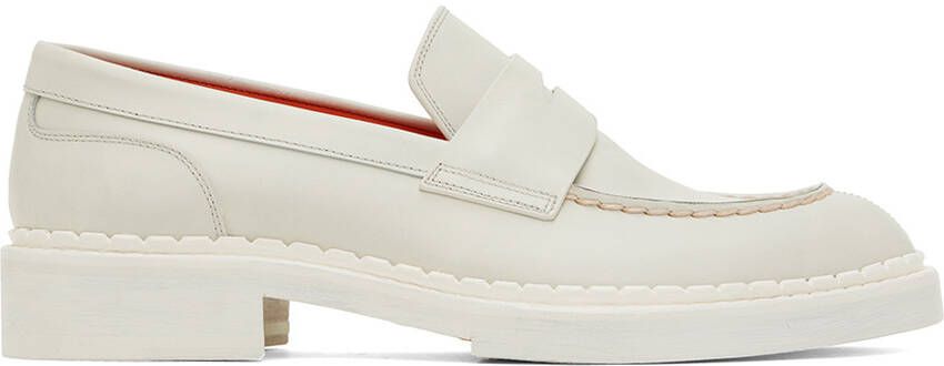 Santoni Off-White Leather Loafers - Picture 4