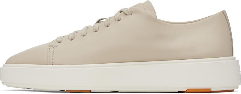 Santoni Beige Leather Sneakers - Picture 3