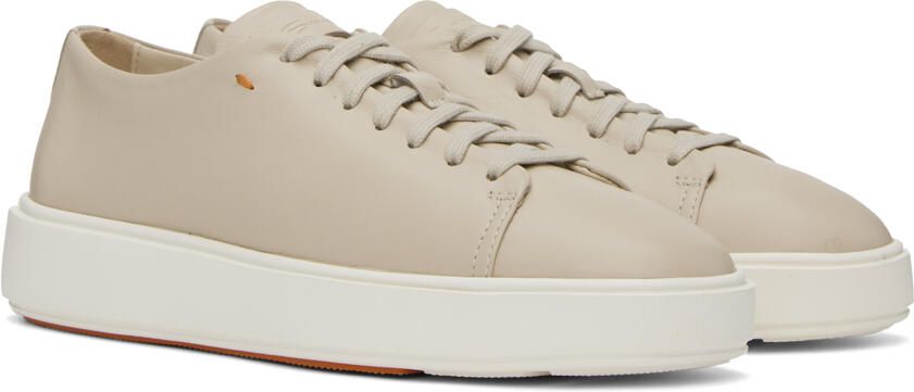 Santoni Beige Leather Sneakers - Picture 2