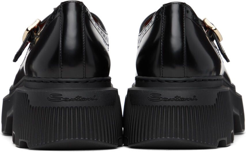 Santoni Black Perforated Mary Jane Brogues