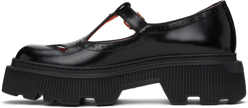 Santoni Black Perforated Mary Jane Brogues - Picture 3