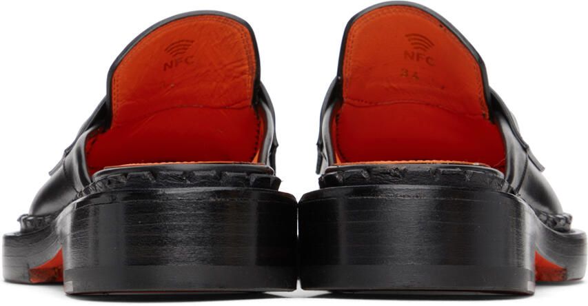 Santoni Black Strap Loafers