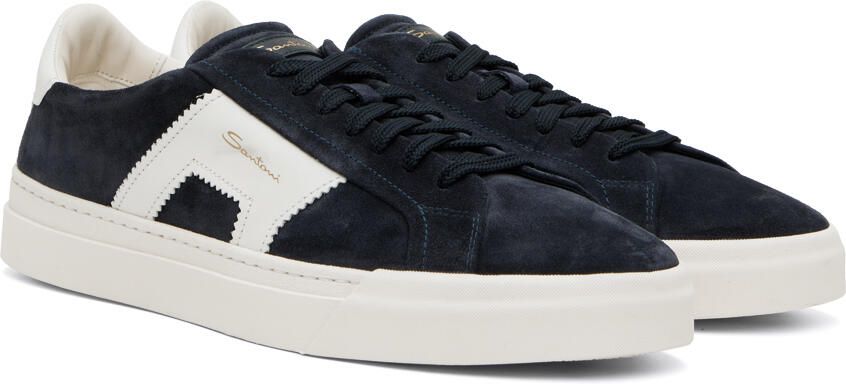 Santoni Navy & White Double Buckle Sneakers - Picture 2