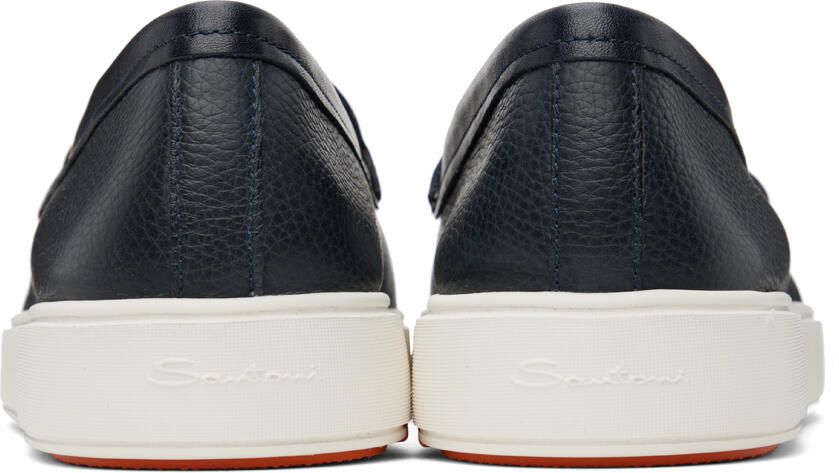 Santoni Navy Knotted Slip-On Sneakers