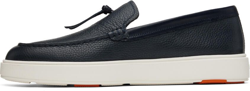 Santoni Navy Knotted Slip-On Sneakers - Picture 3