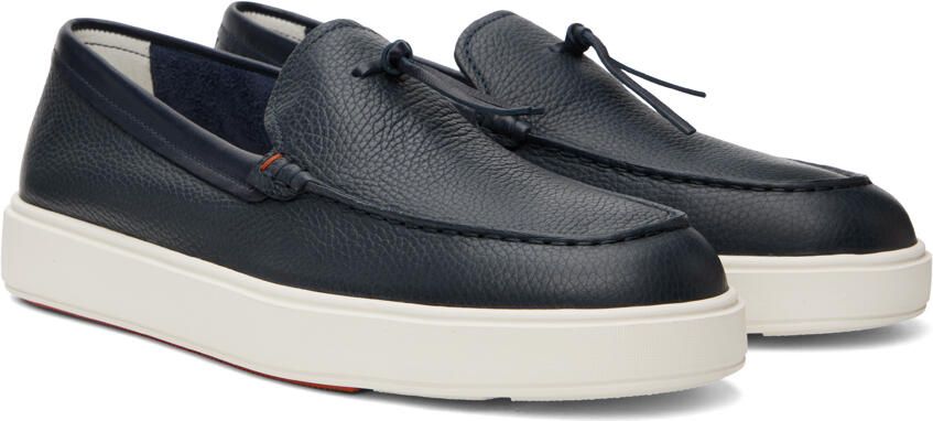 Santoni Navy Knotted Slip-On Sneakers - Picture 2
