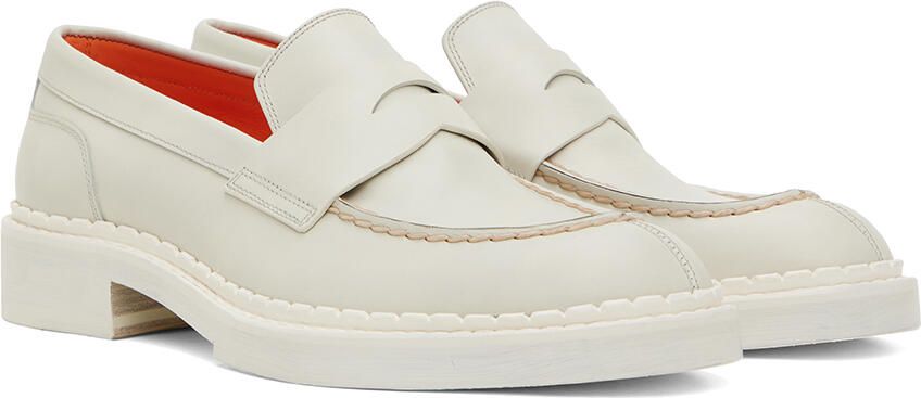 Santoni Off-White Leather Loafers - Picture 2