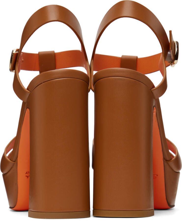 Santoni Tan Platform Heeled Sandals - Picture 5