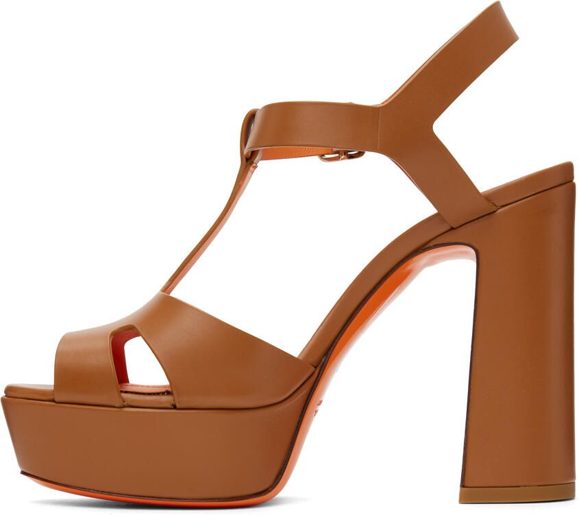 Santoni Tan Platform Heeled Sandals - Picture 3