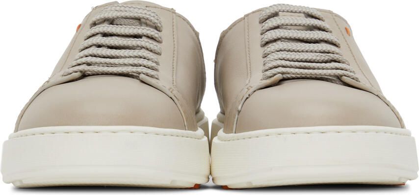 Santoni Taupe Buffed Leather Sneakers - Picture 3