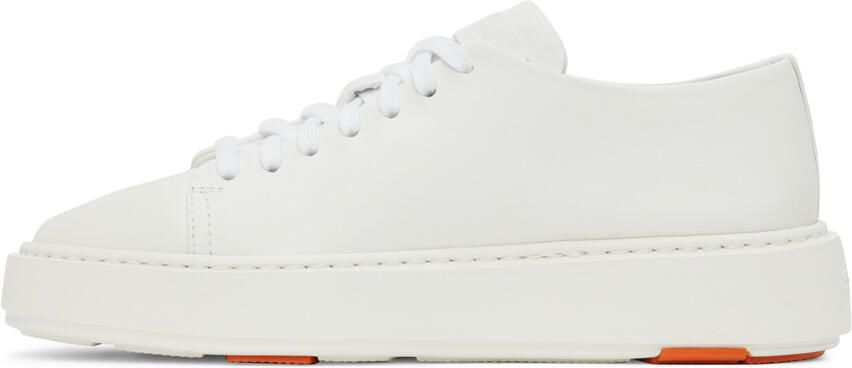 Santoni White Leather Derby Sneakers - Picture 4