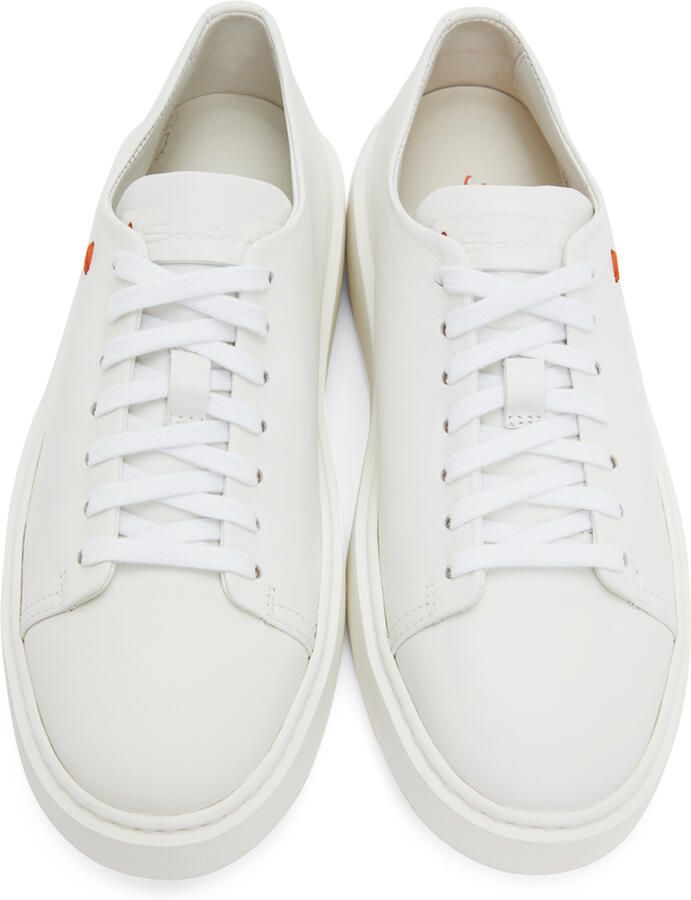 Santoni White Leather Derby Sneakers