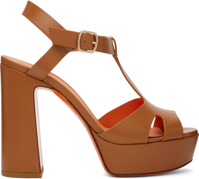 Santoni Tan Platform Heeled Sandals - Picture 2