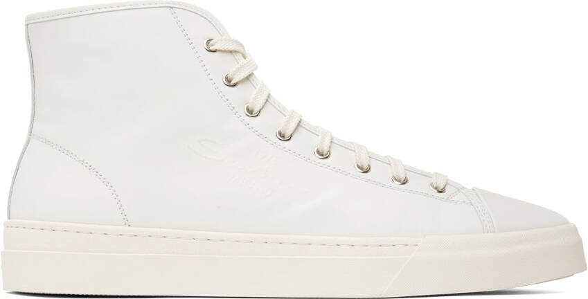 Santoni White Embossed High-Top Sneakers - Picture 4