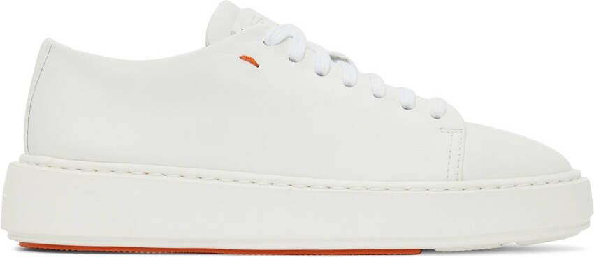 Santoni White Leather Derby Sneakers - Picture 5