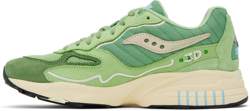 Saucony Green 3D Grid Hurricane Sneakers - Picture 3