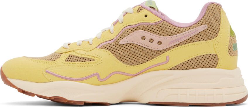 Saucony Yellow & Tan 3D Grid Hurricane Sneakers - Picture 3