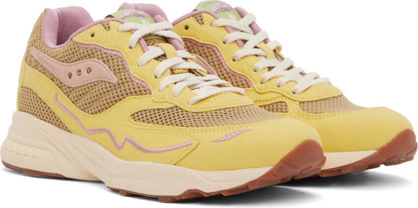 Saucony Yellow & Tan 3D Grid Hurricane Sneakers - Picture 2