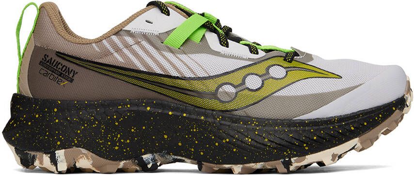 Saucony White & Taupe Endorphin Edge Sneakers - Picture 5