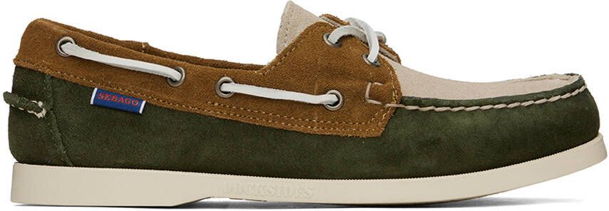 Sebago Green & Beige Portland Jib Boat Shoes - Picture 5