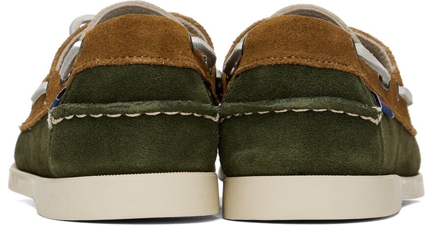 Sebago Green & Beige Portland Jib Boat Shoes