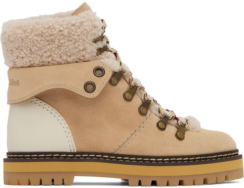 See by Chloé Beige Eileen Shearling Ankle Boots - Picture 5