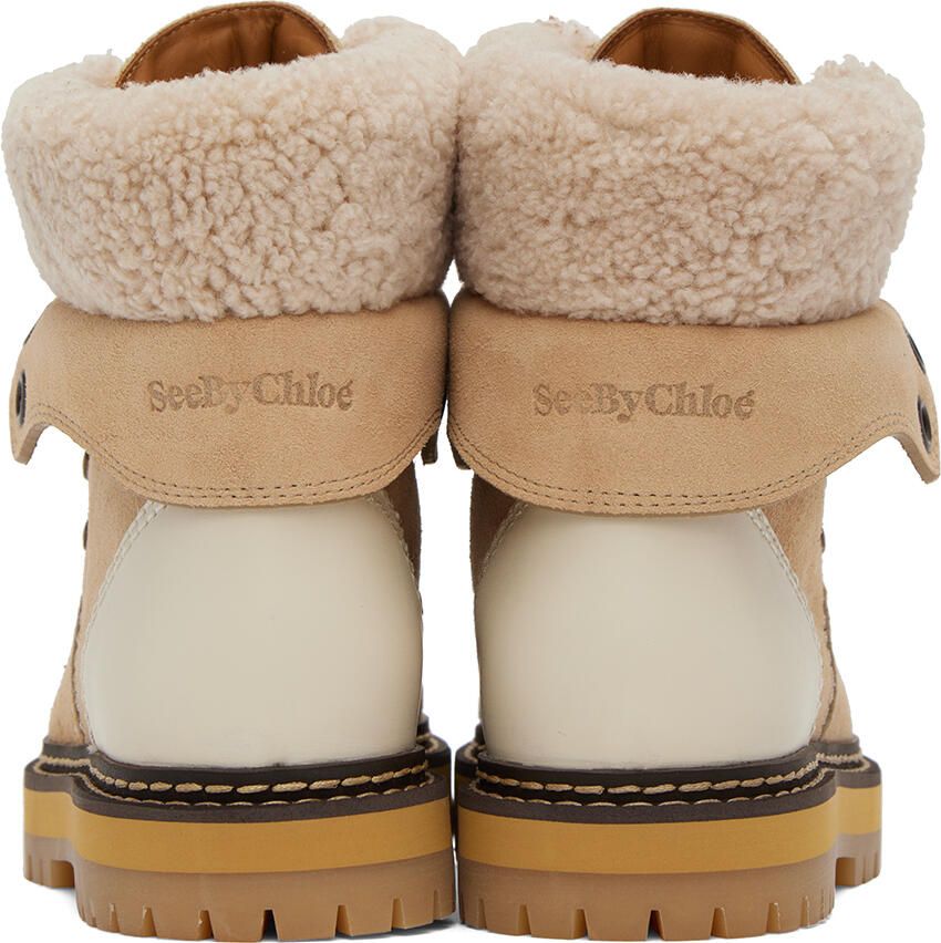 See by Chloé Beige Eileen Shearling Ankle Boots