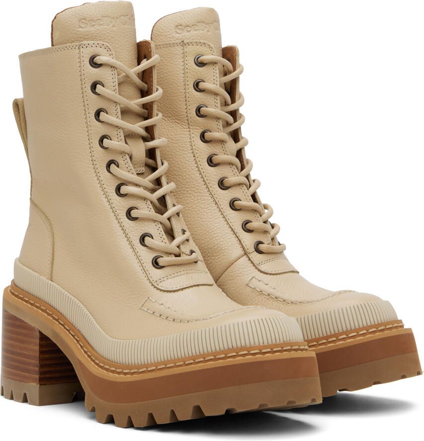 See by Chloé Beige Mahalia Ankle Boots