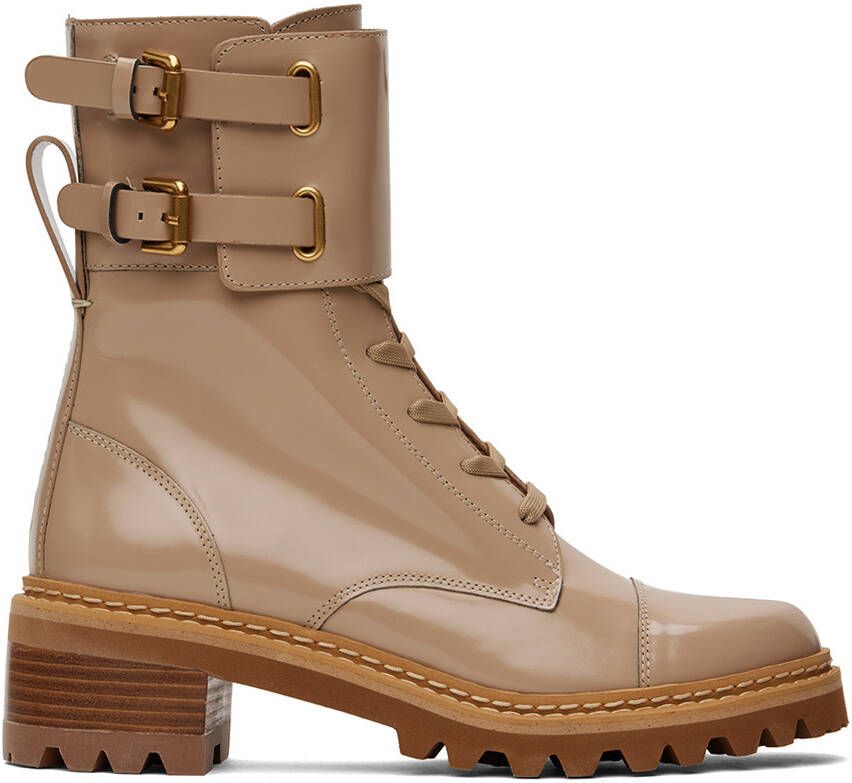 See by Chloé Beige Mallory Combat Boots - Picture 5