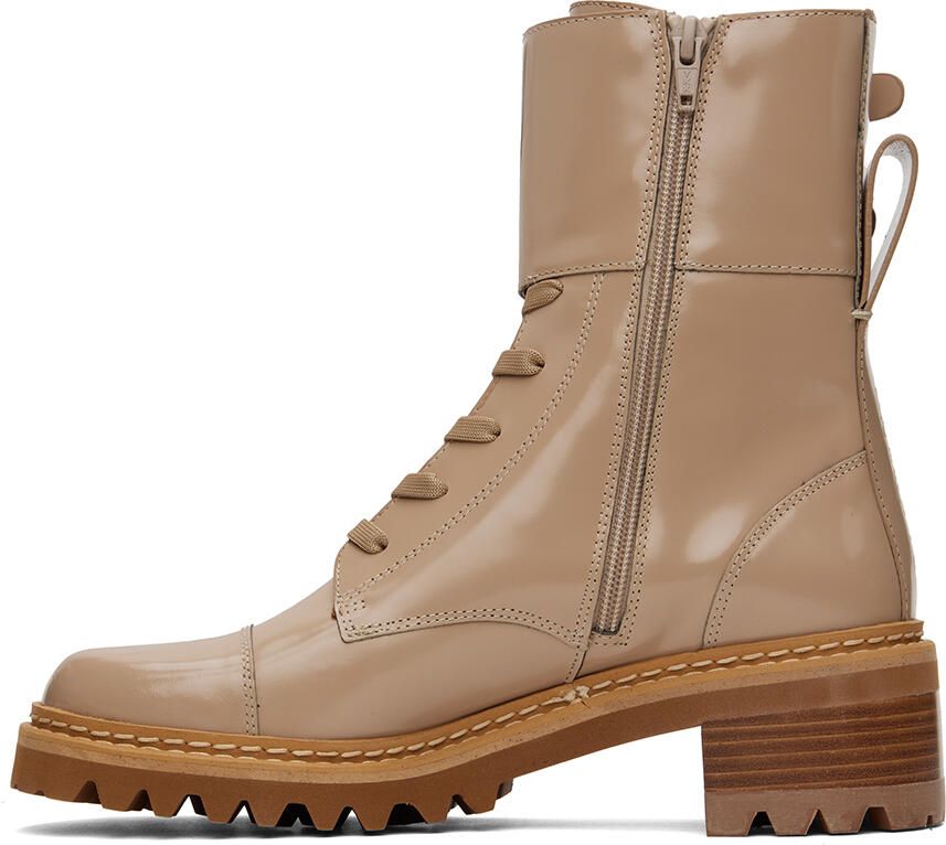 See by Chloé Beige Mallory Combat Boots - Picture 2