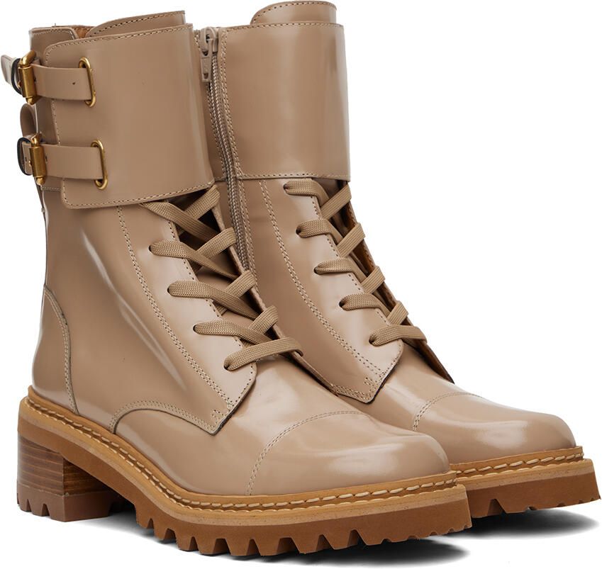 See by Chloé Beige Mallory Combat Boots