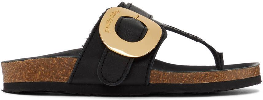 See by Chloé Black Chany Fussbett Thong Sandals - Picture 5