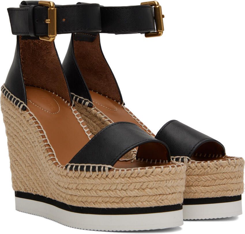 See by Chloé Black Glyn Espadrille Wedges